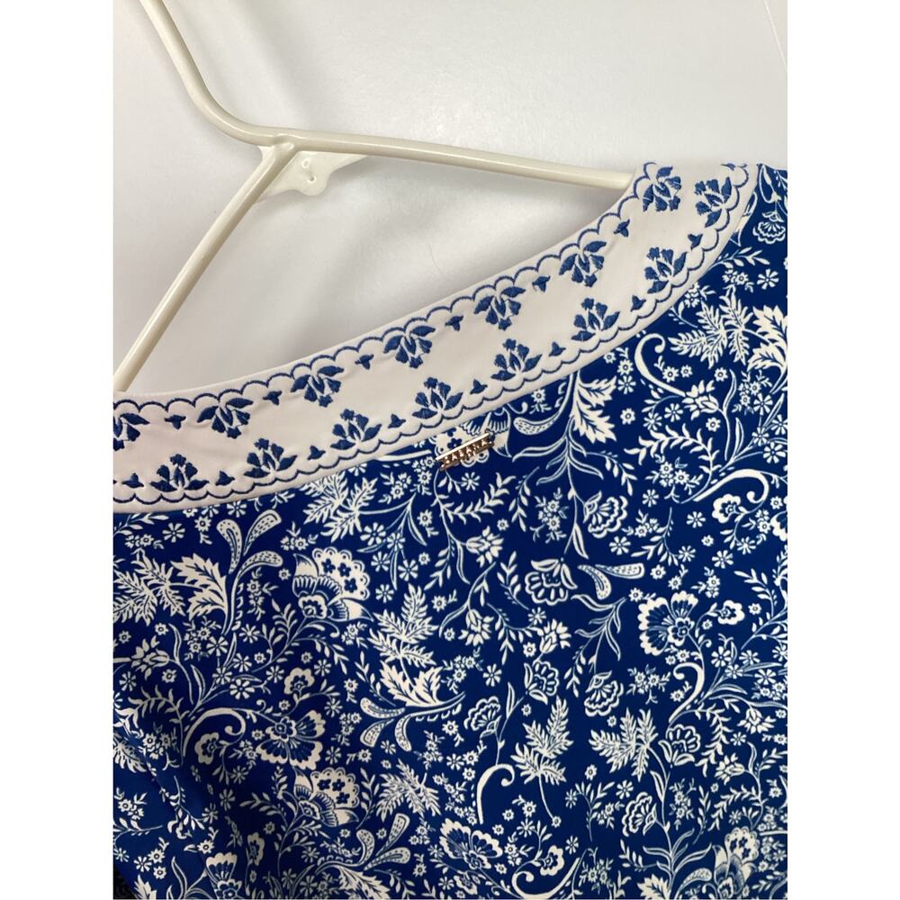 Cabana Life Aspen embroidered Tunic dress blue floral print women's size medium - Picture 8 of 12